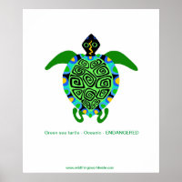 Tropical  Sea TURTLE -Endangered species - poster
