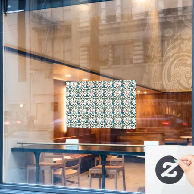 Tropical Sea Turtle Floral Pattern | Coastal Ocean (Cafe Window)