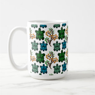 Tropical Sea Turtle Floral Pattern   Coastal Ocean Coffee Mug