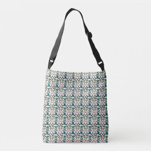 Tropical Sea Turtle Floral Pattern Coastal Ocean Crossbody Bag