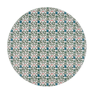 Tropical Sea Turtle Floral Pattern Coastal Ocean Cutting Board