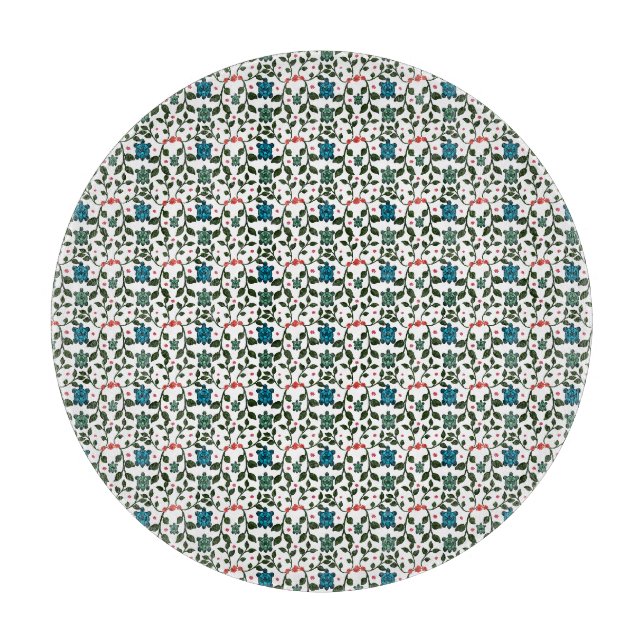 Tropical Sea Turtle Floral Pattern | Coastal Ocean Cutting Board (Front)