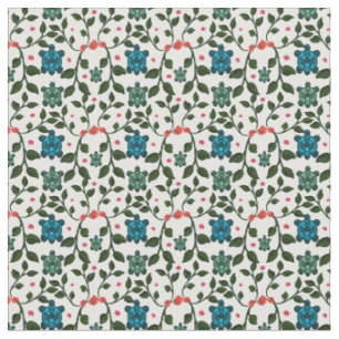 Tropical Sea Turtle Floral Pattern Coastal Ocean Fabric