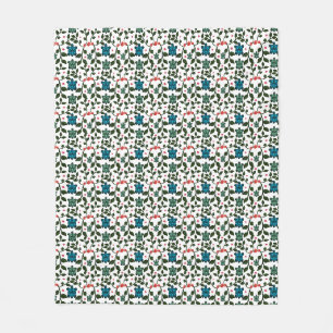 Tropical Sea Turtle Floral Pattern Coastal Ocean Fleece Blanket