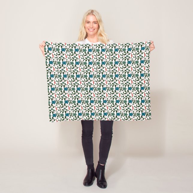 Tropical Sea Turtle Floral Pattern | Coastal Ocean Fleece Blanket (In Situ)