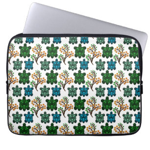 Tropical Sea Turtle Floral Pattern   Coastal Ocean Laptop Sleeve