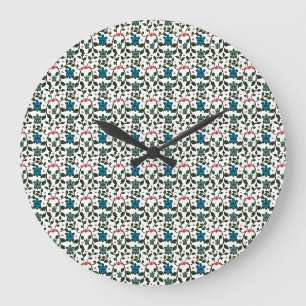 Tropical Sea Turtle Floral Pattern Coastal Ocean Large Clock