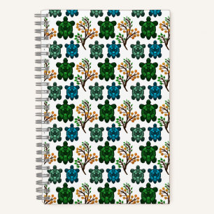 Tropical Sea Turtle Floral Pattern Coastal Ocean Notebook