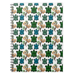 Tropical Sea Turtle Floral Pattern Coastal Ocean Notebook