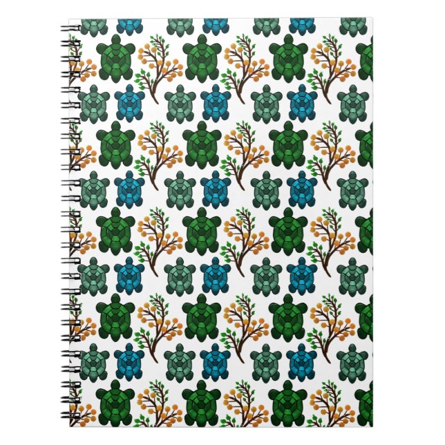 Tropical Sea Turtle Floral Pattern | Coastal Ocean Notebook (Front)