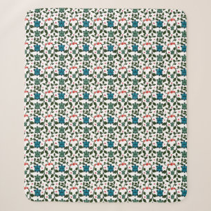 Tropical Sea Turtle Floral Pattern   Coastal Ocean Sherpa Blanket