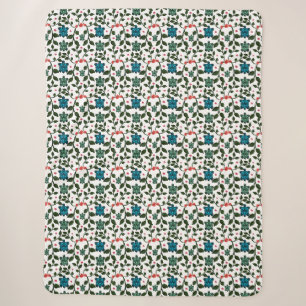 Tropical Sea Turtle Floral Pattern   Coastal Ocean Sherpa Blanket