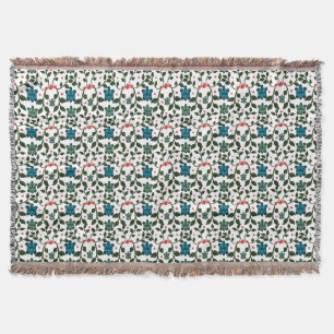 Tropical Sea Turtle Floral Pattern   Coastal Ocean Throw Blanket