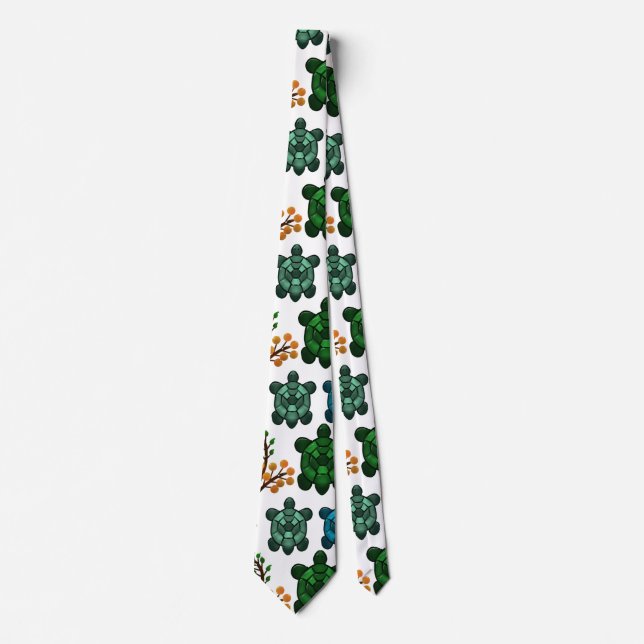 Tropical Sea Turtle Floral Pattern | Coastal Ocean Tie (Front)