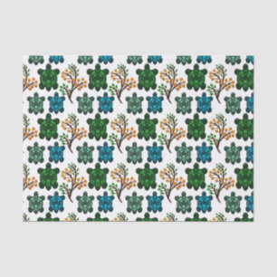 Tropical Sea Turtle Floral Pattern Coastal Ocean Tissue Paper