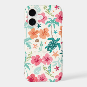 Tropical Sea Turtle Pattern   Hibiscus Palm Tree &