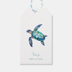 Tropical Sea Turtle Personalised Names Wedding Gift Tags