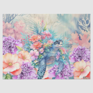 Tropical Sea Turtle & Watercolor Florals Tissue Paper