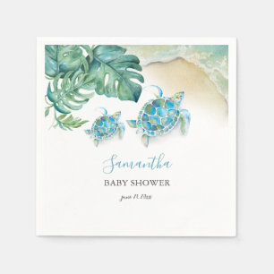 Tropical Sea Turtle Watercolor  Napkin