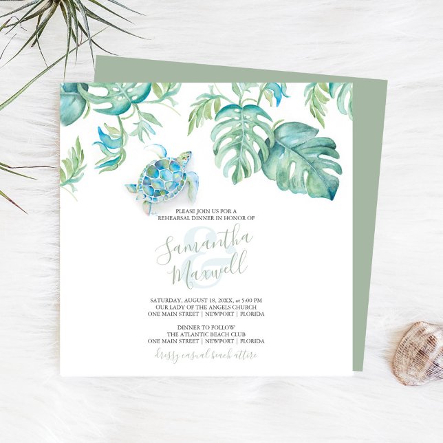 Tropical Sea Turtle Watercolor Rehearsal Dinner (Creator Uploaded)