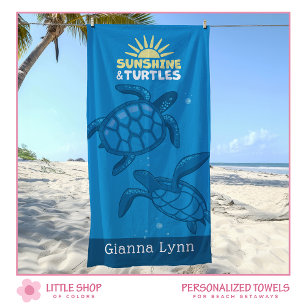 Tropical Sea Turtles Personalised Beach Towel