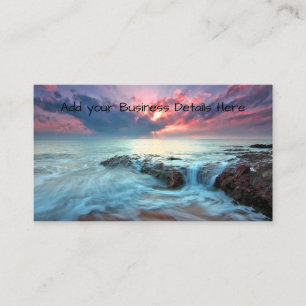 Tropical Sea Wave Beach Colorful Sunset Business Card