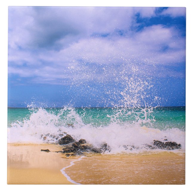 Tropical Sea Wave Splash Ceramic Tile (Front)