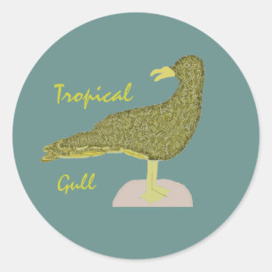 Tropical Seagull-Brown Classic Round Sticker