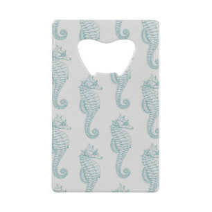 Tropical Seahorses, Seahorse Pattern - Blue Grey