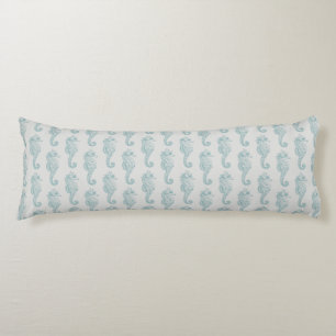 Tropical Seahorses, Seahorse Pattern - Blue Grey Body Cushion