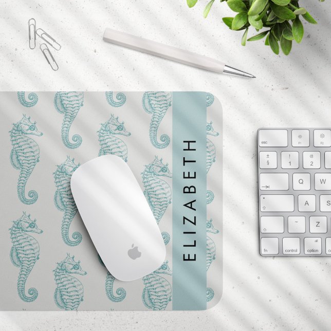 Tropical Seahorses, Seahorse Pattern, Your Name Mouse Pad (Creator Uploaded)