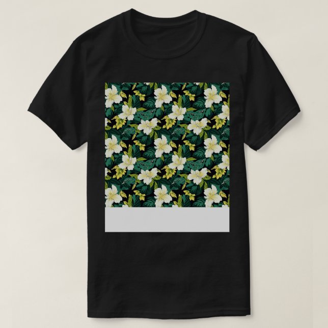 Tropical Seamless Pattern Hawaiian Hibiscus Monste T-Shirt (Design Front)