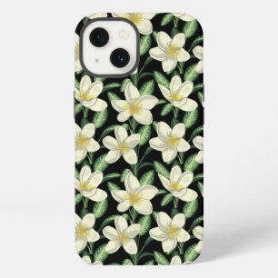 Tropical seamless pattern white flowers green leaf iPhone 13 case