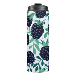 Tropical seamless pattern with blackberry thermal tumbler