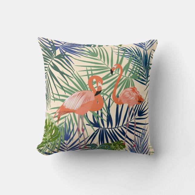 Tropical seamless pattern with flamingo. Botany de Cushion (Front)