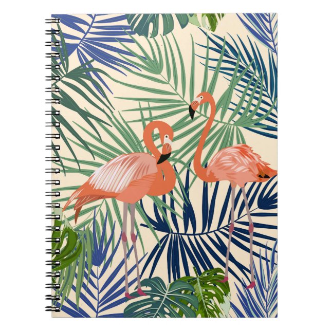 Tropical seamless pattern with flamingo. Botany de Notebook (Front)
