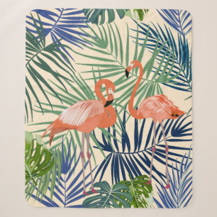 Tropical seamless pattern with flamingo. Botany de Sherpa Blanket