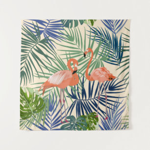 Tropical seamless pattern with flamingo. Botany de Tapestry