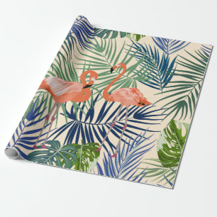 Tropical seamless pattern with flamingo. Botany de Wrapping Paper