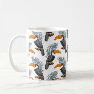 Tropical seamless pattern with toucans and leafs. coffee mug