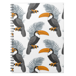 Tropical seamless pattern with toucans and leafs.  notebook