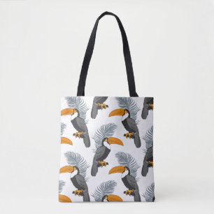 Tropical seamless pattern with toucans and leafs. tote bag
