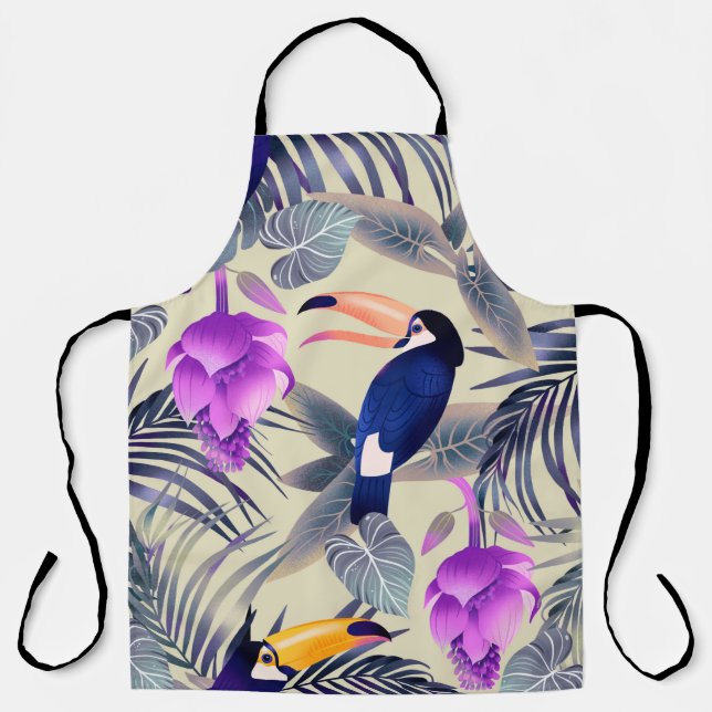 Tropical seamless pattern with toucans, monster, p apron (Front)