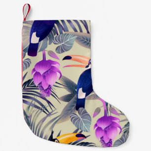 Tropical seamless pattern with toucans, monster, p small christmas stocking