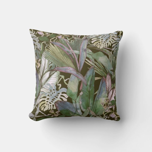 Tropical seamless pattern with tropical flowers, b cushion (Front)