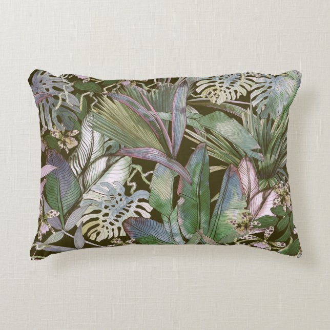 Tropical seamless pattern with tropical flowers, b decorative cushion (Front)