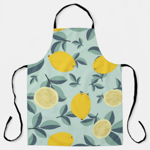Tropical seamless pattern with yellow lemons apron