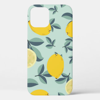Tropical seamless pattern with yellow lemons iPhone 12 case