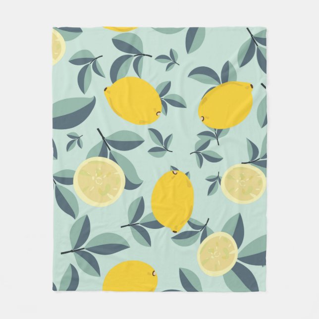 Tropical seamless pattern with yellow lemons fleece blanket (Front)