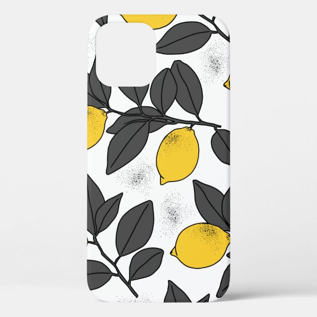 Tropical seamless pattern with yellow lemons. Hand Case-Mate iPhone Case (Back)